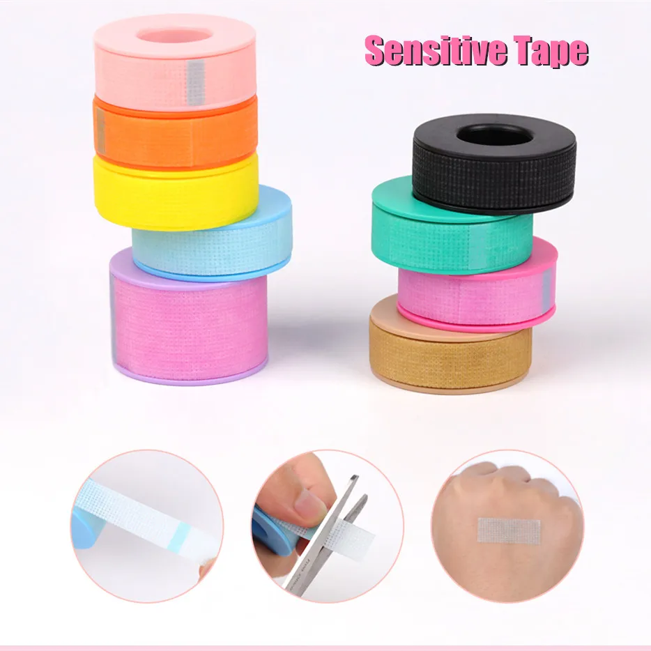 1pc lash extension tape micropore eyelash tape extension supplies breathable non woven eyelash patches tapes makeup tools New Non-woven Silicone Gel Eyelash Tape Breathable Sensitive Resistant Microporous Eyelash Extension Color Tape Sticker Makeup