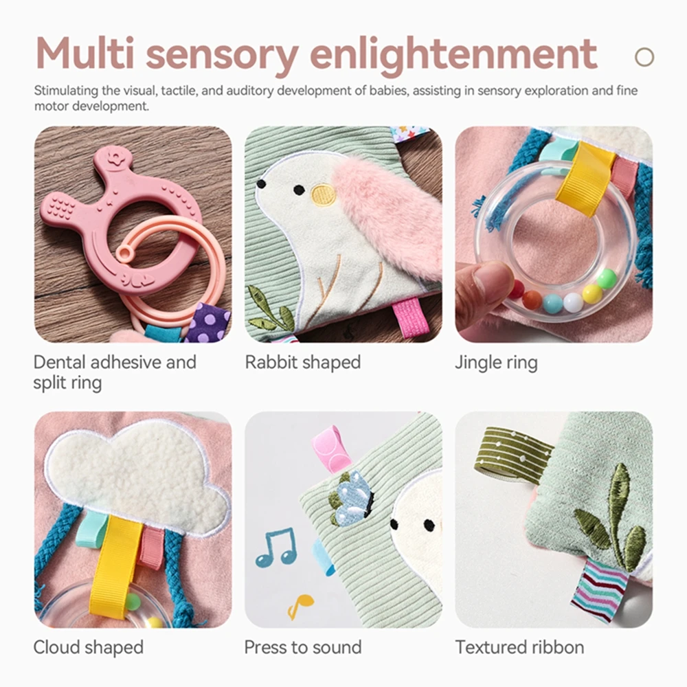 3D-Touch-Feeling Hochkontrast-Stoffbuch Weiche Babybücher Sensorisches Frühlernspielzeug für Kinderwagen Spielzeug für Säuglinge und Kleinkinder 0-12 Monate – Detail 24