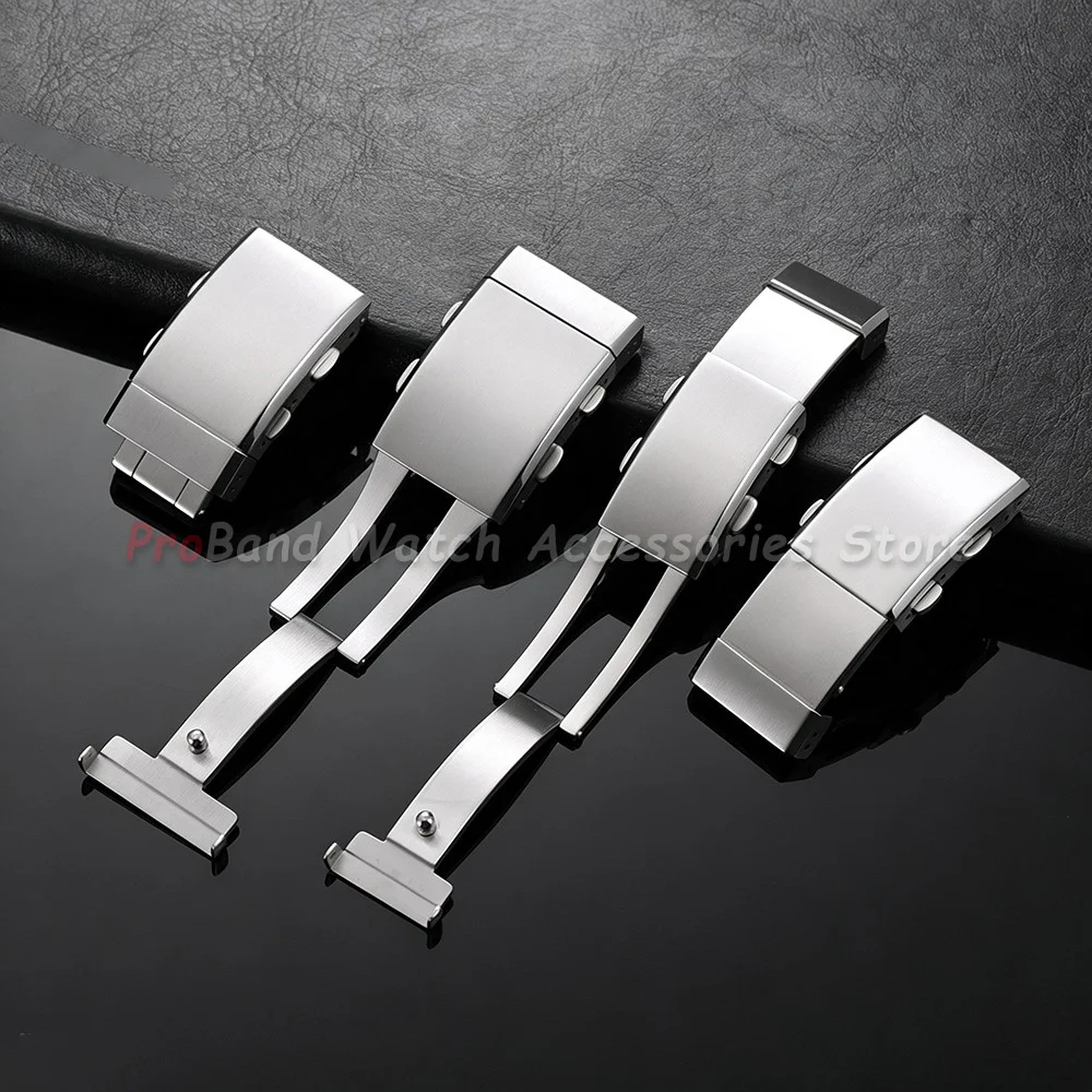 Solid Stainless Steel Adjustable Folding Clasp Luxury Watch Strap Buckles (Multiple Sizes)