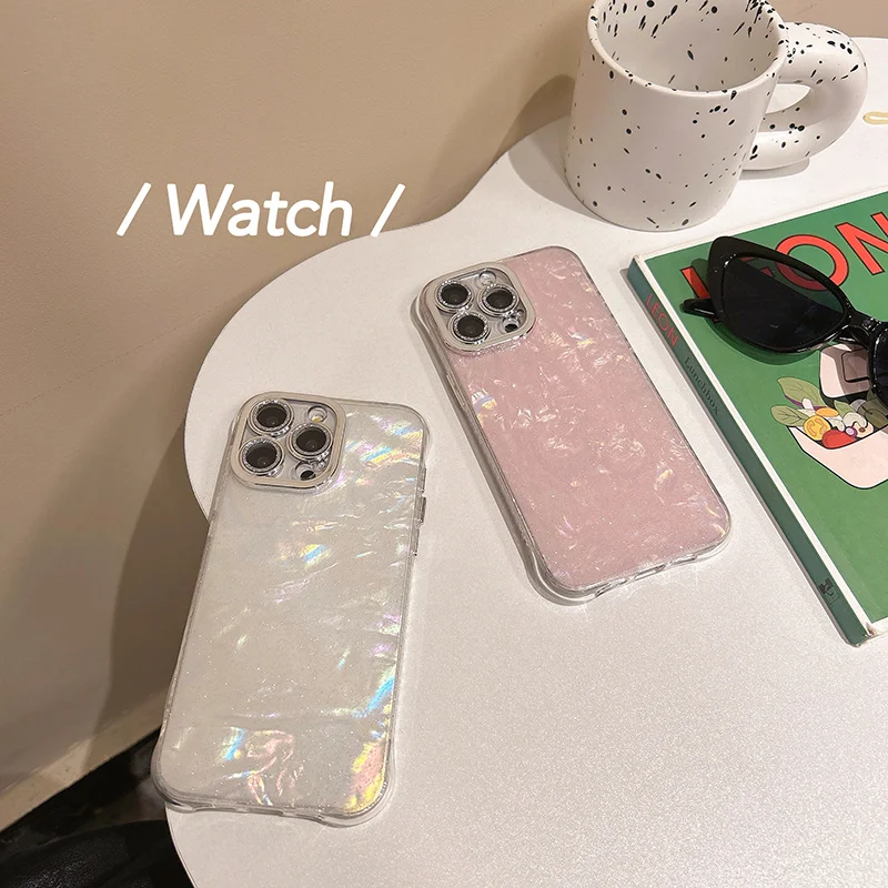 Fashion Bling Glitter Corrugated Shockproof Bumper Phone Case For iPhone 15 12 13 14 11 Pro Max 16 Plus Protection Cover Girls