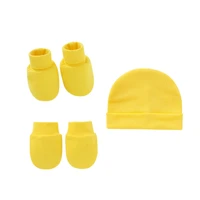 Baby Anti Scratching Soft Cotton Gloves+Hat+Foot Cover Set Mittens Socks Beanies 1