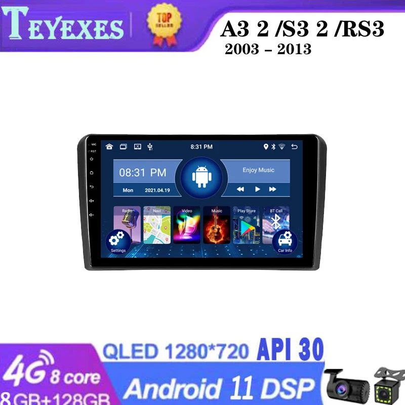 

TEYEXES For Audi A3 2 8P 2003 - 2013 S3 2 2006 - 2012 RS3 1 2011 2012 Car Radio Multimedia Video Player Navigation GPS Android