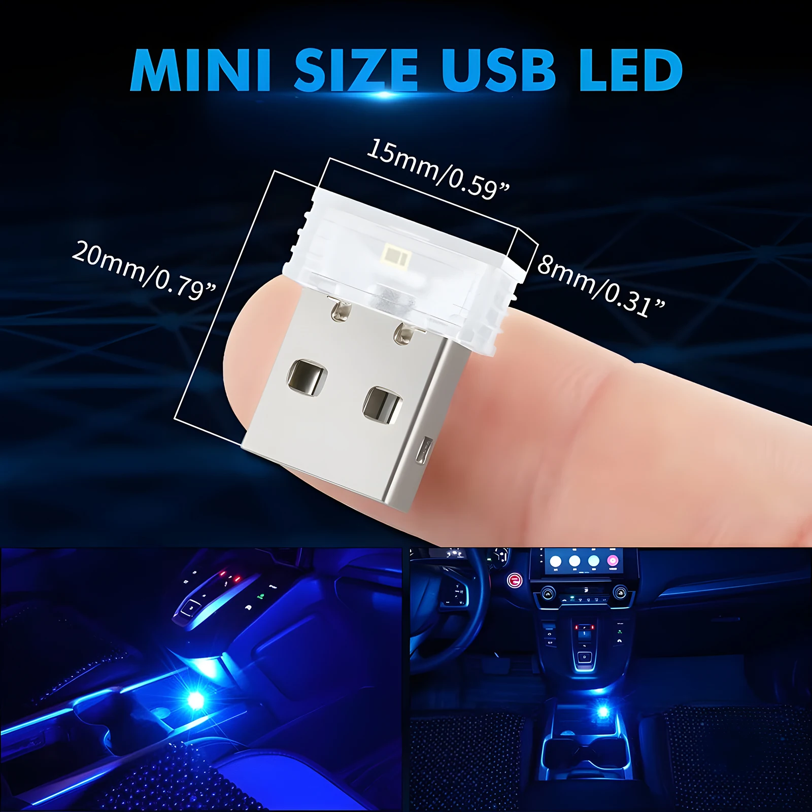 4pcs Mini USB LED Interior Atmosphere Lights
