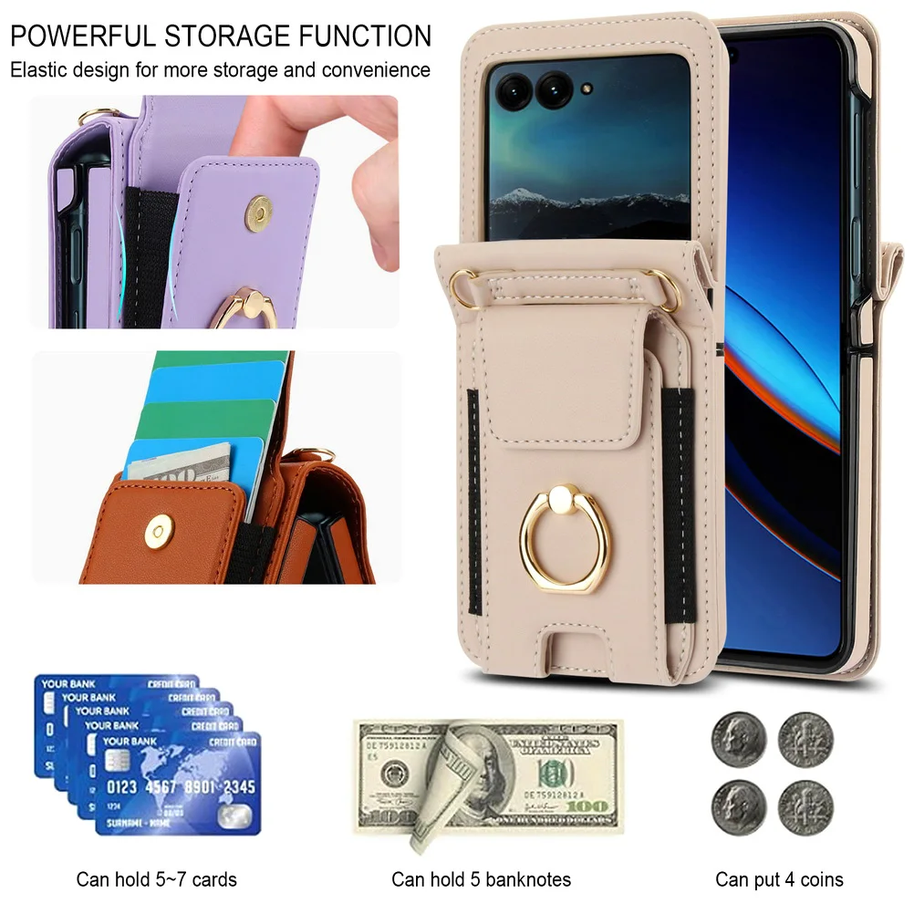 Elastic Card Holder Wallet with Buckle Ring and Lanyard Chain