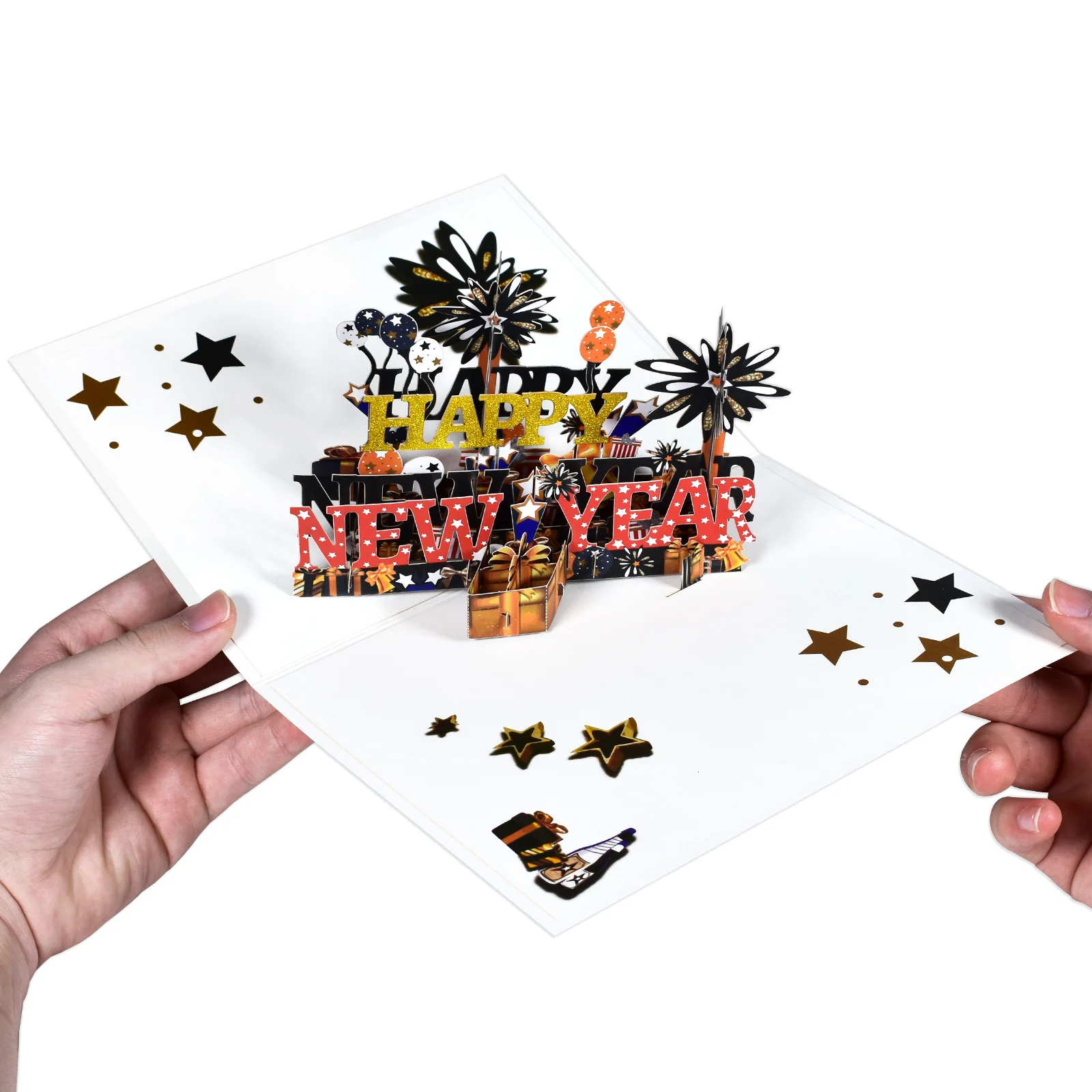 Frohes Neues Jahr Karten, 3D Pop Up Neue Jahr Karte, Neue Jahr Urlaub Grußkarten, Weihnachts Karten – Detail 3
