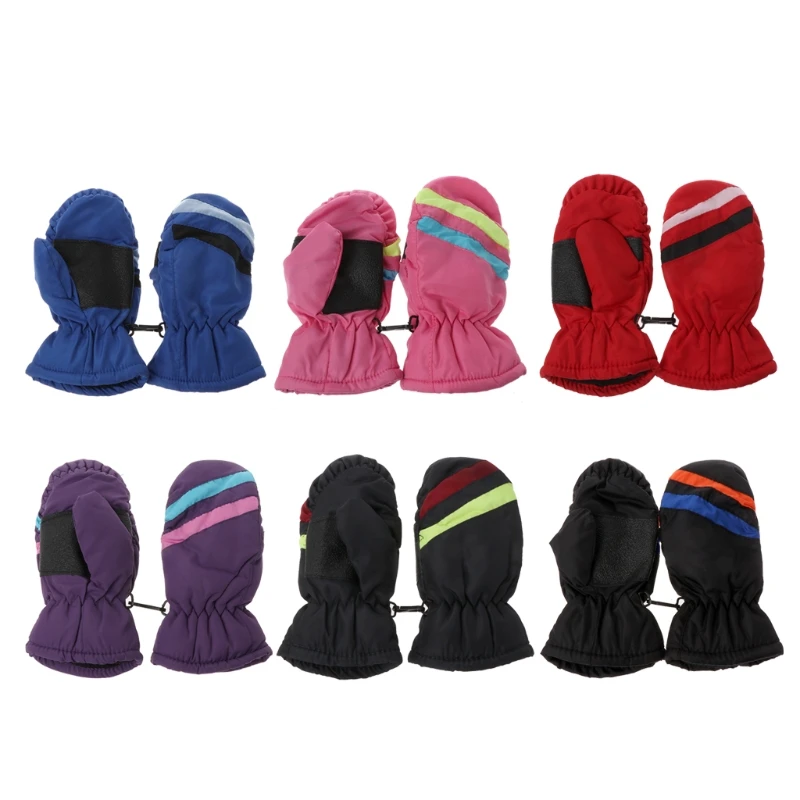 

F62D 2-5years Baby girl Ski Mittens For Winter Kids Boys gloves Out-door Gloves print Waterproof With Non-slip Leather