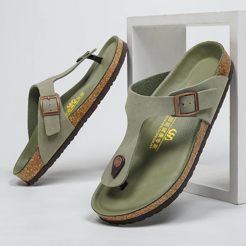 Leather Men Sandals Women Slippers Flip flops Outdoor Beach Casual Shoes