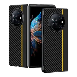 Luxury Carbon Fiber Case with Kevlar Pattern - Anti - Knock Business Cover for Phantom V Fold (Yellow)