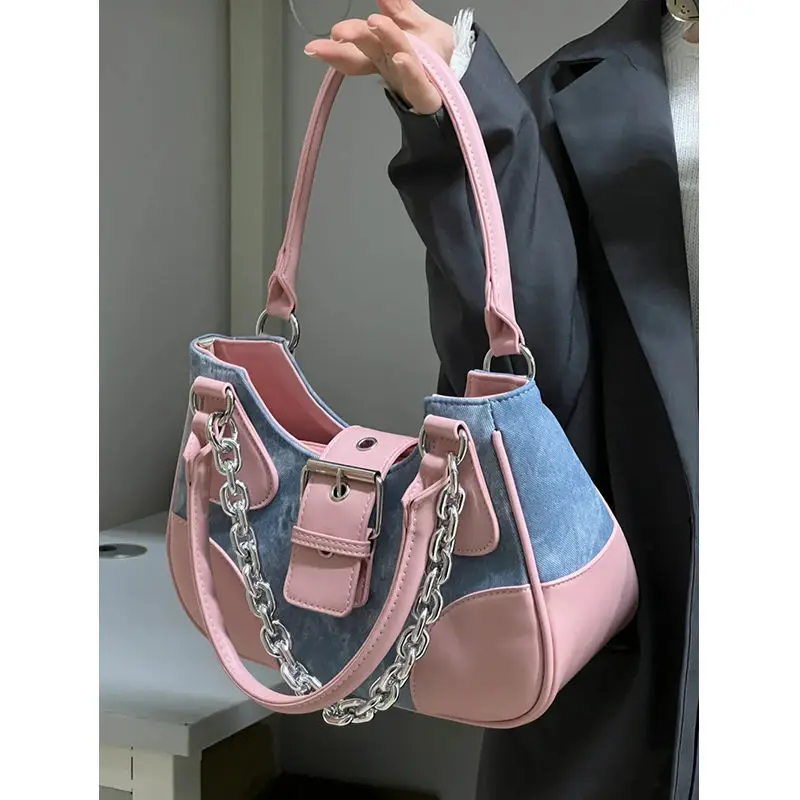 Pink Y2k Diesel Shoulder Bags For Hot Girl Luxury Designer Women