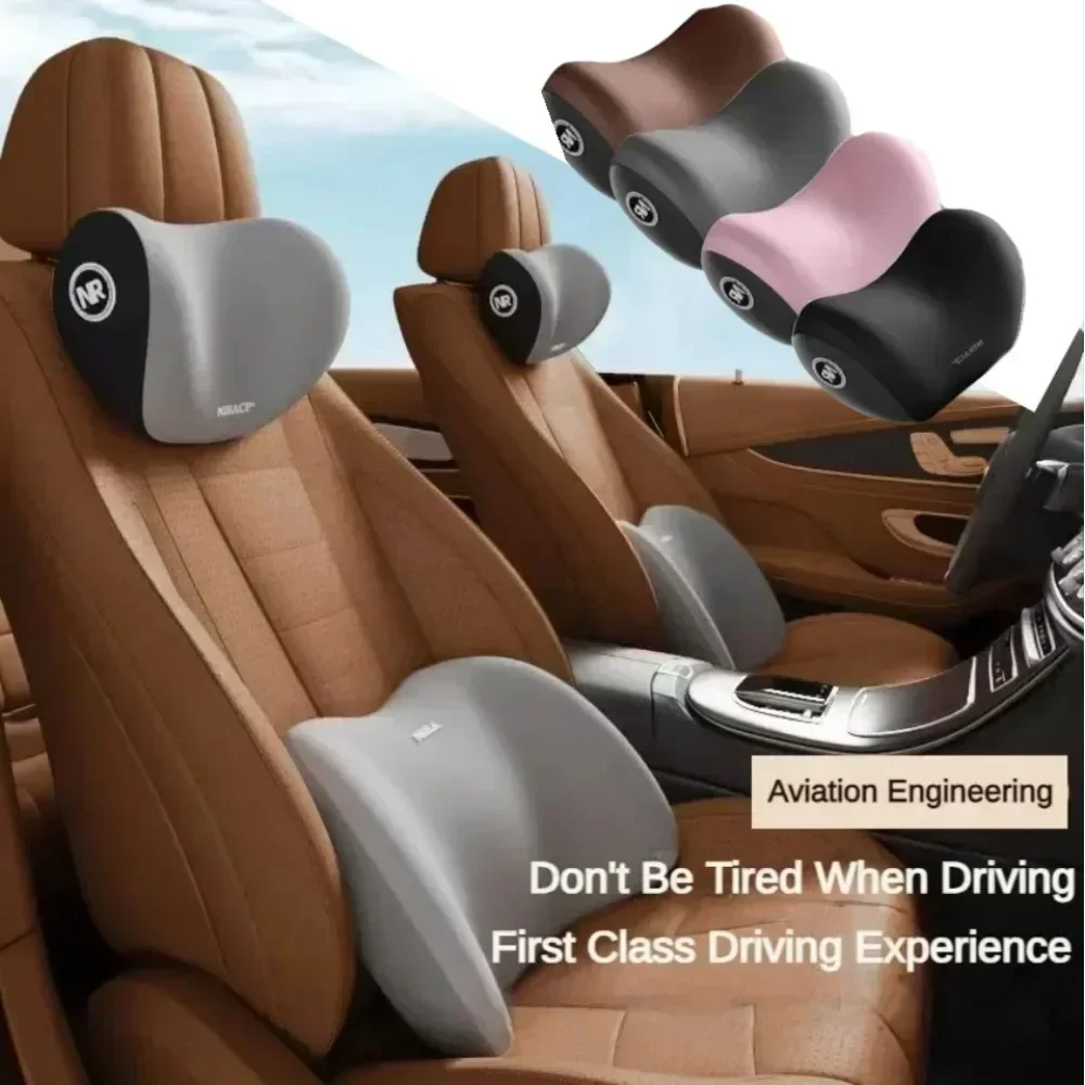 Universal Car Headrest Neck Support Pillow, Memory Foam Seat Cushion, Lumbar Back Cushion, Four-Season Neck Pillow for All Cars