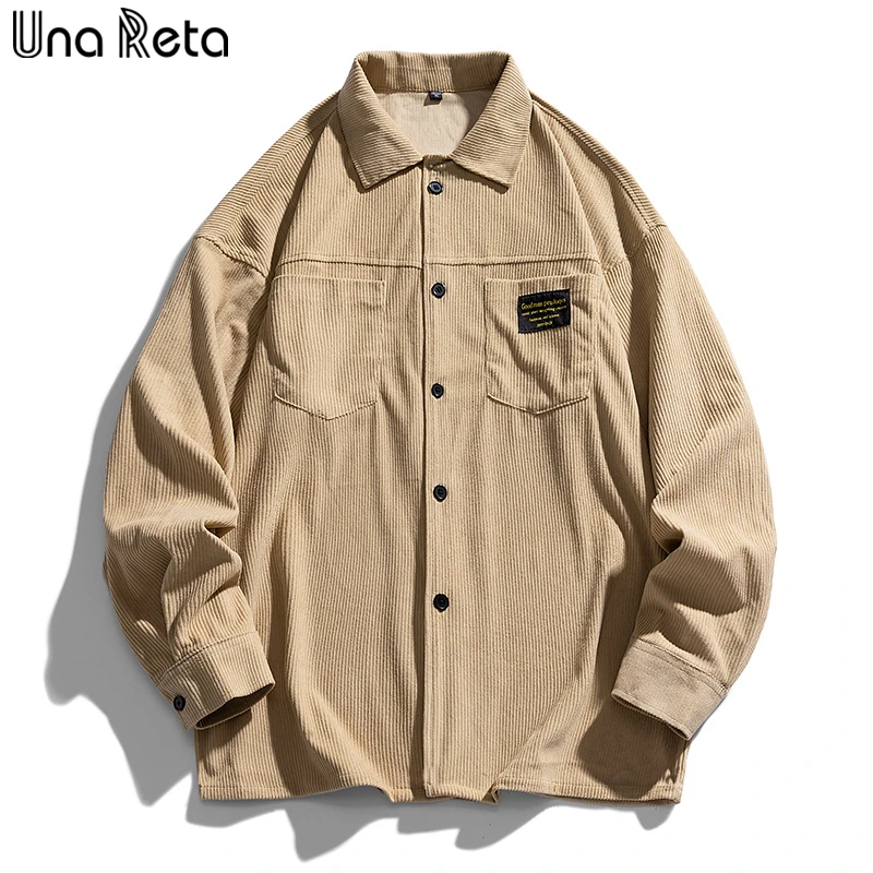 

Una Reta Corduroy Men's Shirt Spring Autumn New Harajuku Solid High Quality Shirt Streetwear Retro Casual Shirts Men