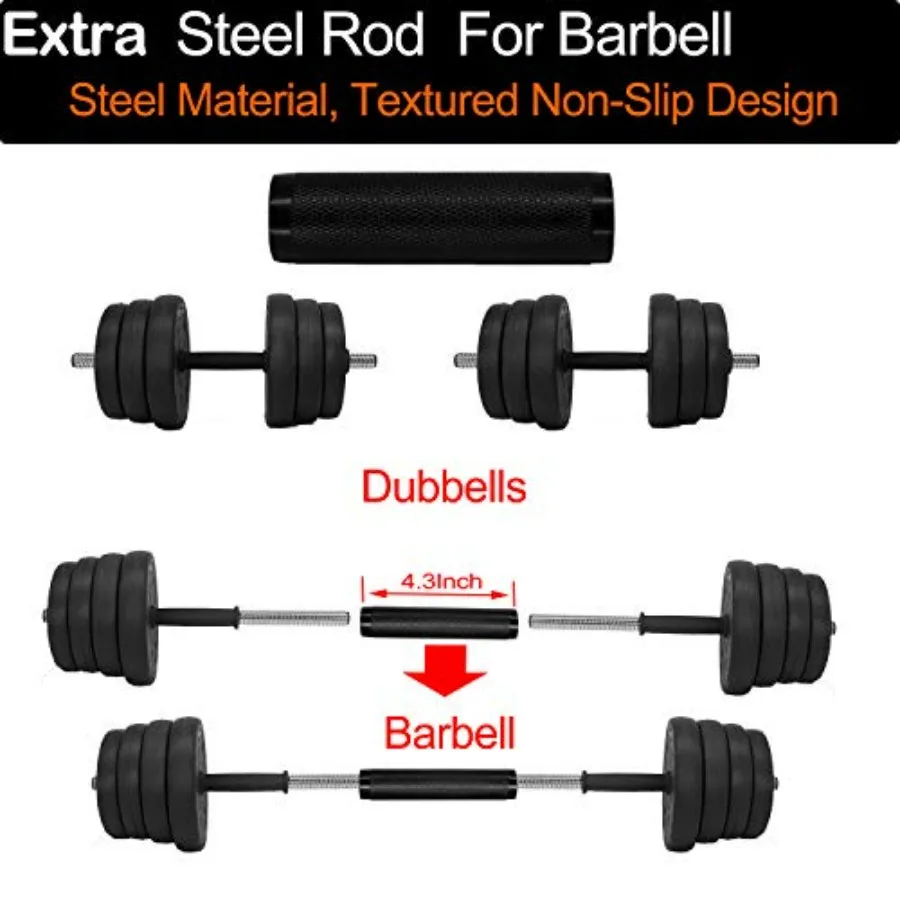 Updated Adjustable 66LB Dumbbells Weights Set with Metal Rod for Barbell,Dumbbells Barbell set for Lifting,Bodybuilding Training