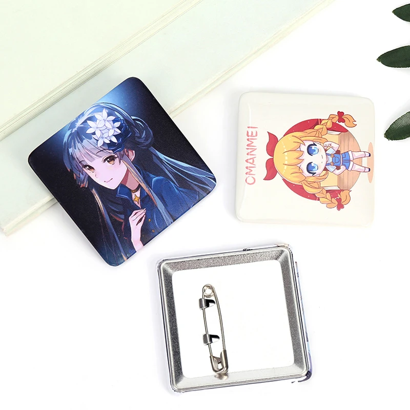 

Квадратные значки, логотип, аксессуары, фотография, мультяшный дизайн, Металлическая Булавка, сделай сам, печатный дизайн, 5*5 см, значки, подарки