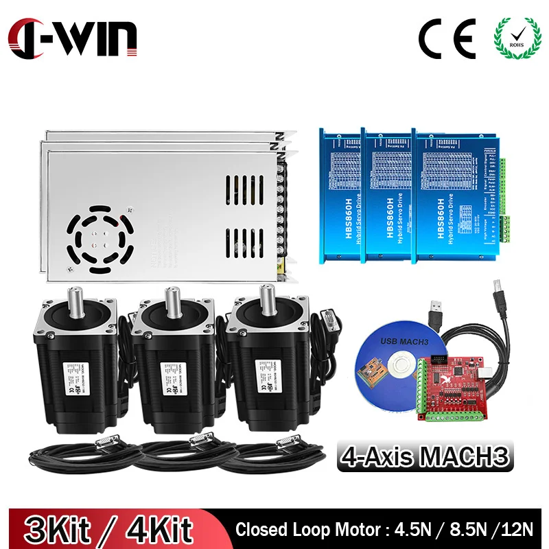Шаговый двигатель Nema 34 с замкнутым контуром 12 5n 8 4 DC мотор драйвером HBS860H и блоком