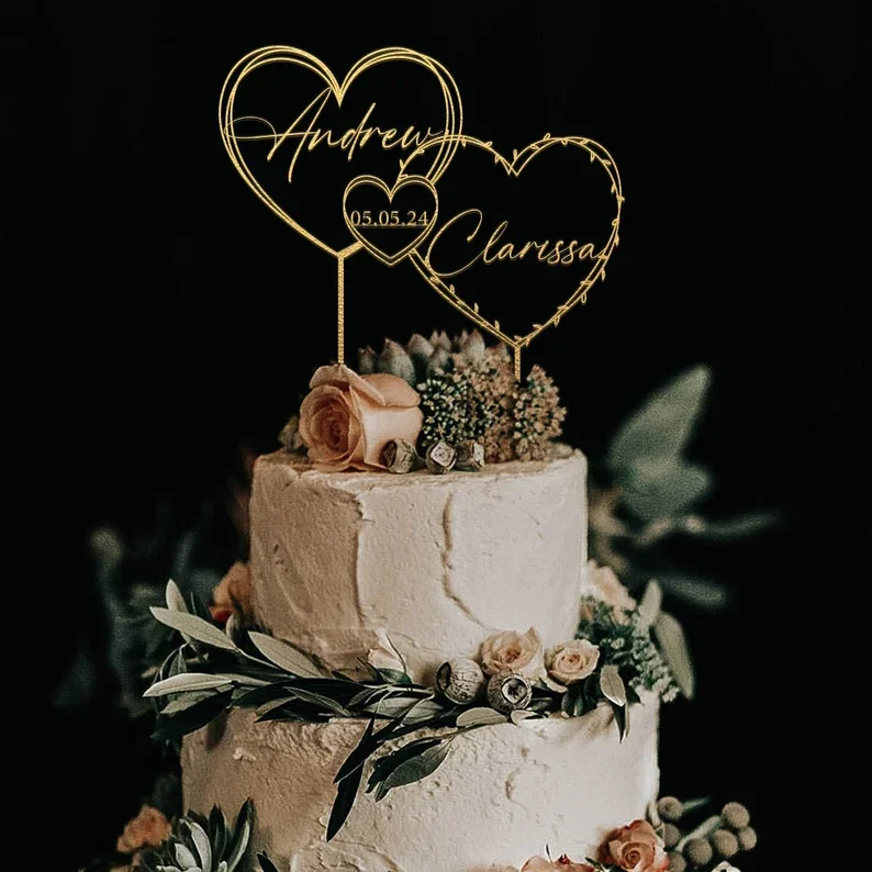 Wedding Cake Topper Personalized Script Acrylic For Wedding Rustic Party Decoration