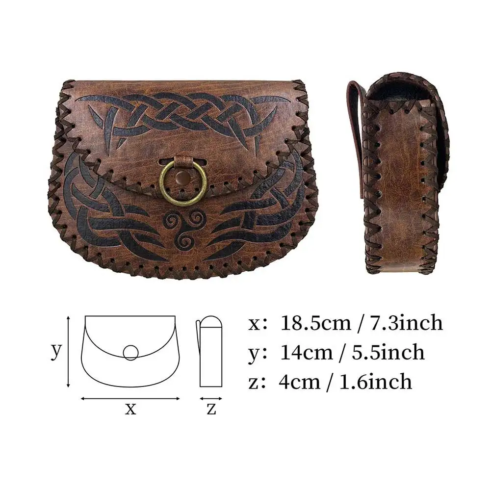 Brown Black Viking Pirate Cosplay Belt Waist Bag Medieval Renaissance Costume Accessories Fanny Pack Women Fantasia Prop leather belt halloween costume prop asian costume belt steampunk belt bag