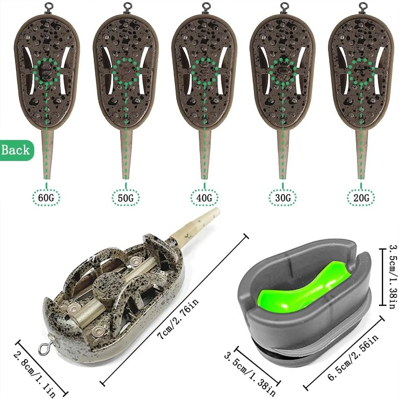 Carp Fishing Feeder Set YOTO Inline Fishing Bait with Quick-Release Mould for Carp Fishing Pellet Fishing Bait