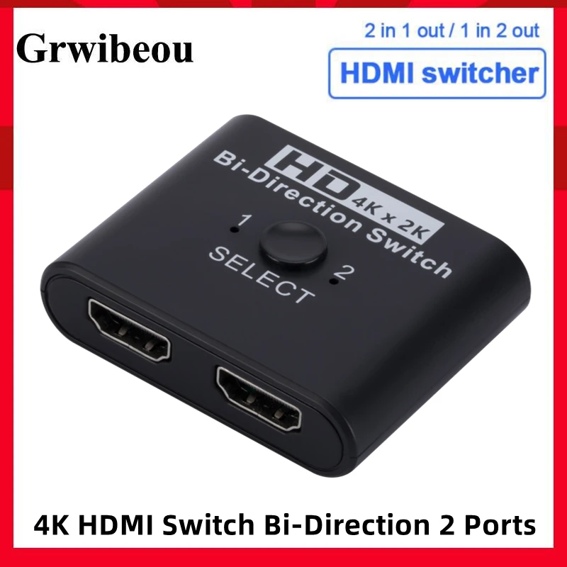 Switcher Hdmi Splitter Hdmi Bidirezionale 4K X 2K 2 In 1 Out/1 In 2 Out Per Pc Portatile Xbox Ps3/4 Tv Box Monitor Adattatore Per Proiettore