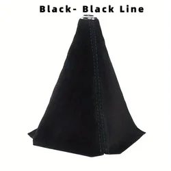 Universal Suede Gear Shift Knob Dust Cover - Waterproof Interior Decor (Black-BlackLine)
