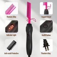 Pink Hot Comb Electric Hot Comb Heating Pressing Hair Straightening Iron for Hair Beard Wigs Wet and Dry Hair Styling Tools 2
