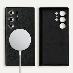 Premium Genuine Leather Magnetic Case with Full Coverage - Galaxy S26+ (Black)