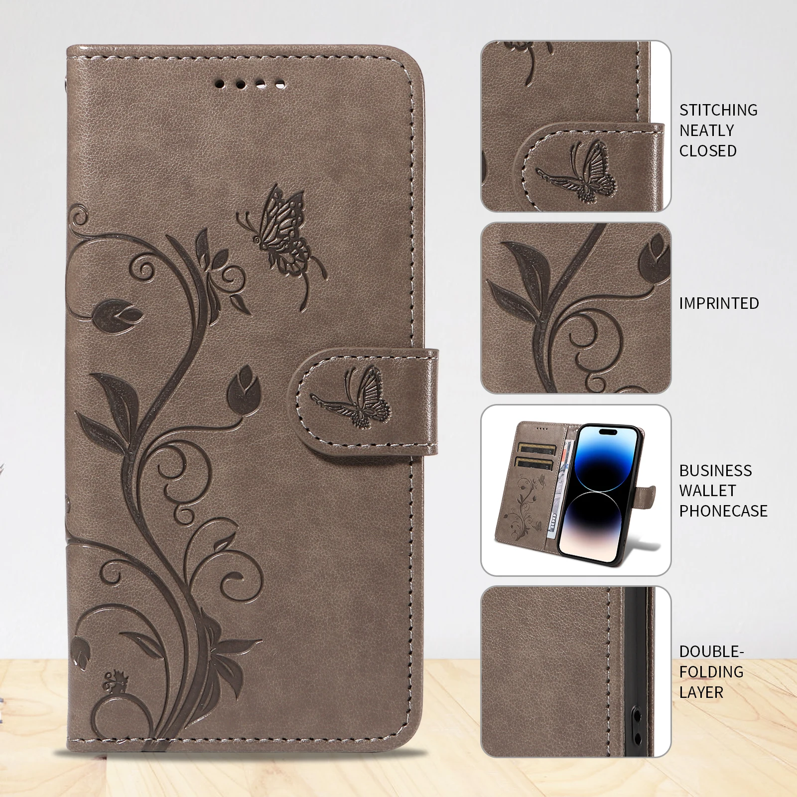 Versatile Wallet Phone Case with Card Holder and Magnetic Closure