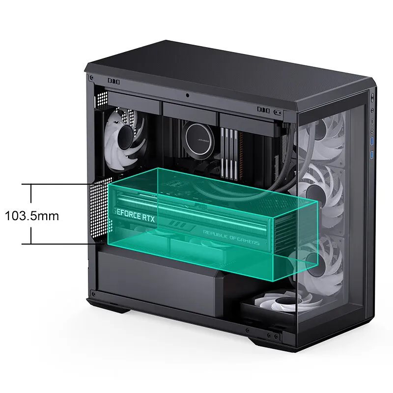 JONSBO D301 MATX Case Without Pillars Panoramic Side Transparency Seaview Room Desktop Chassis Type-c Gen2 360 Water Cooler