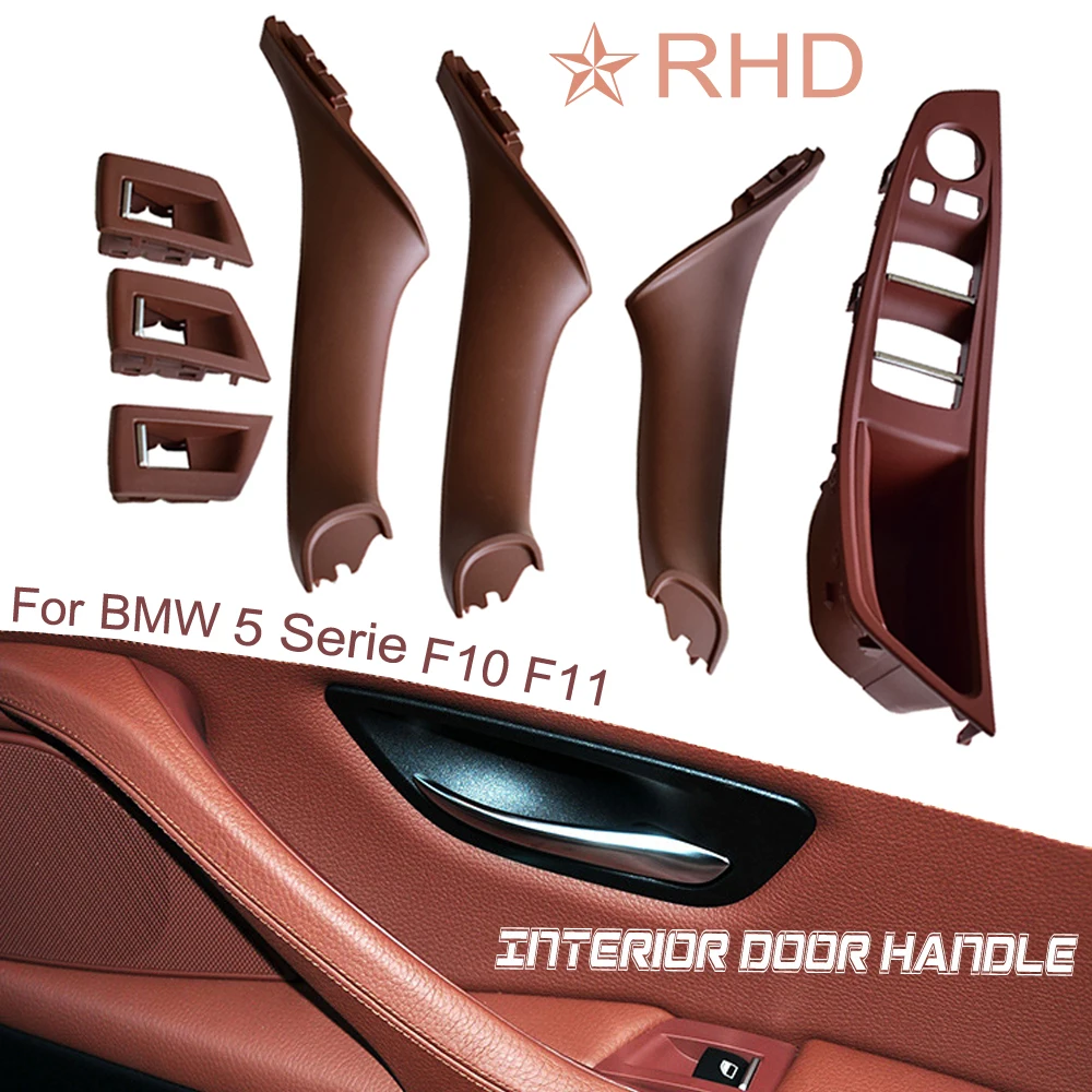 RHD 오른쪽 드라이버 자동차 인테리어 도어 핸들 팔걸이 패널 당김 트림 커버 세트, BMW 5 시리즈 F10 F11 520i 523i 525i 528i 530i 용