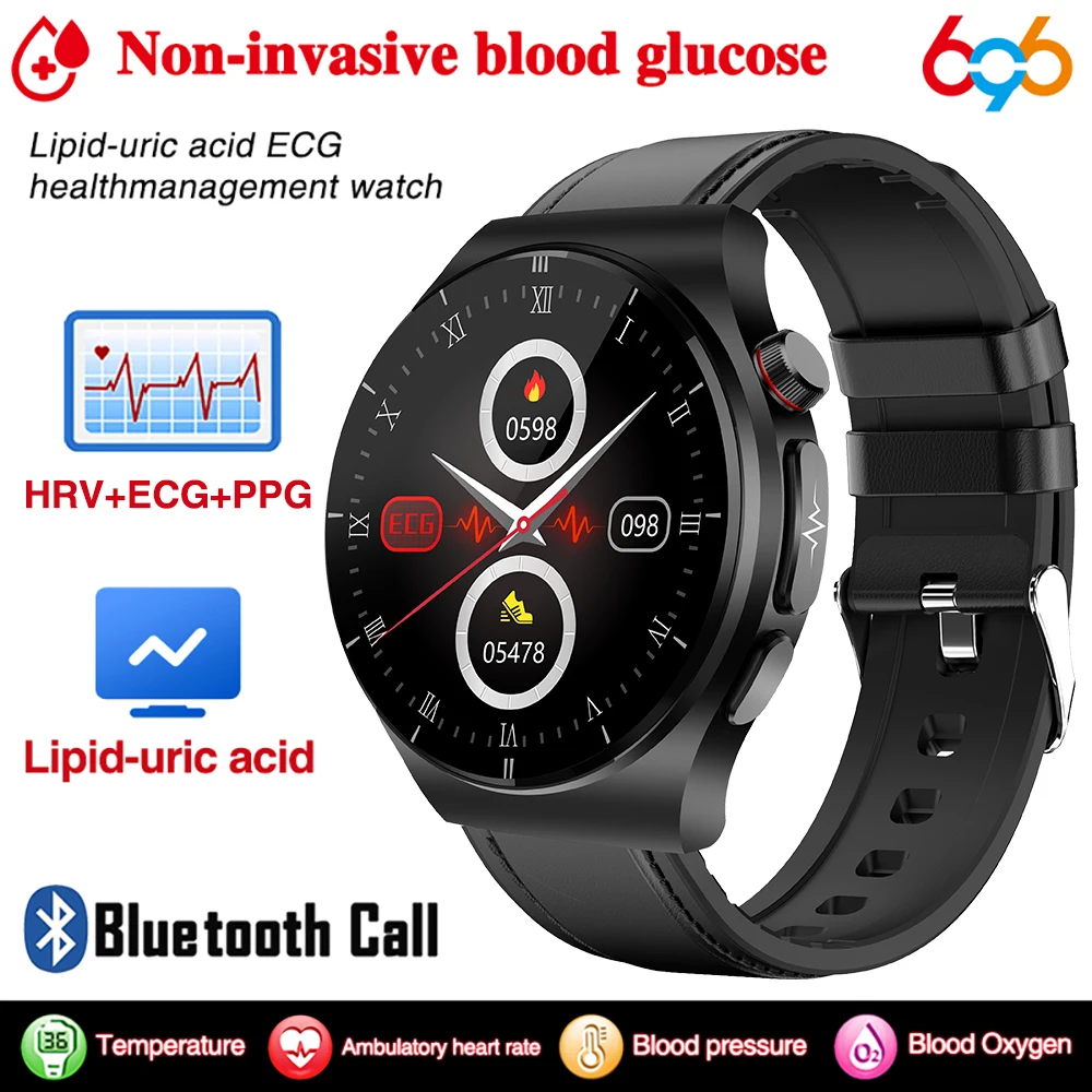 

HRV+ECG+PPG Smart Watch Mem Women Non Invasive Blood Glucose Uric Acid Blood Lipids Body Temperature Blood Oxygen Health Monitor