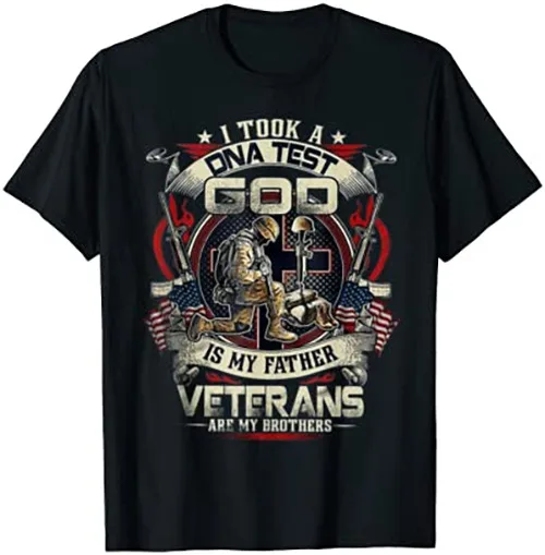 Mens I Ha Fatto Un Test Del Dna God Is My Father Veterans Brothers T-Shirt Taglia S-5Xl