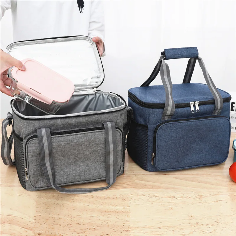 

15L Portable Thermal Lunch Bag Food Box Durable Waterproof Office Cooler Lunch Box Ice Insulated Case Camping Oxford Dinner Bag