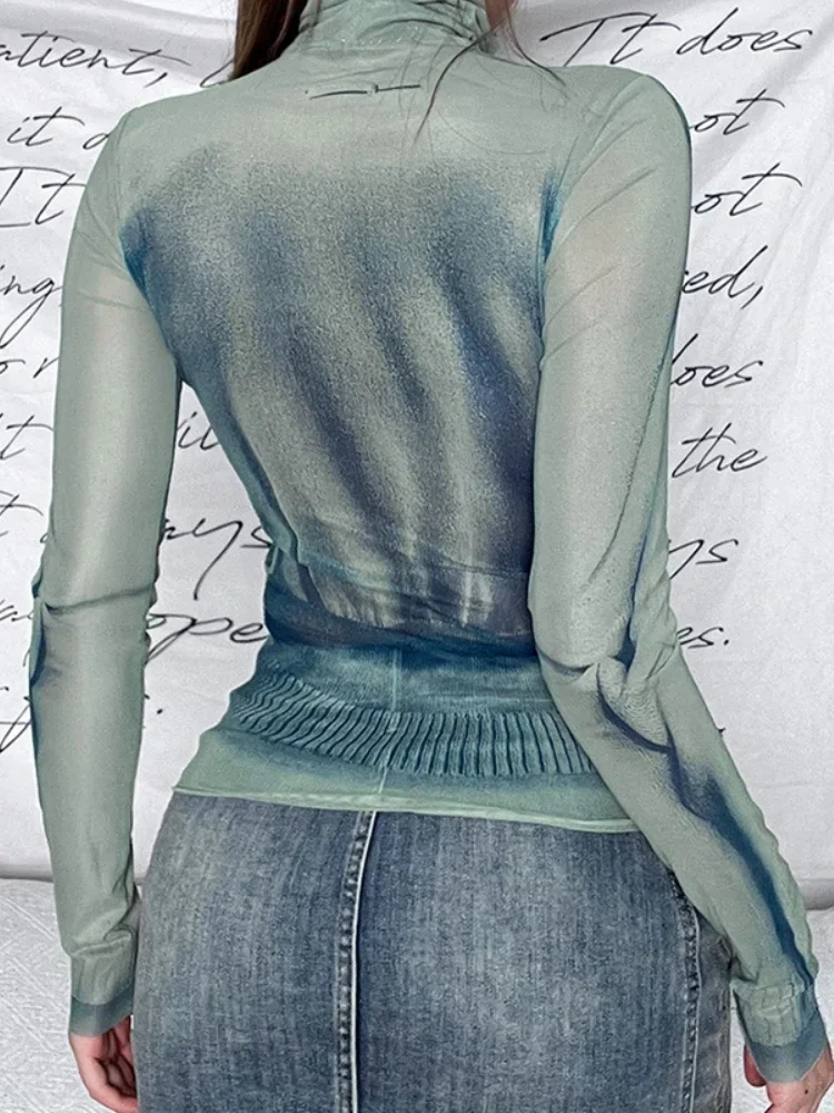 Printed Turtleneck Y2k Top For Women Clothes Long Sleeve Aesthetic T Shirts Autumn Ropa De Mujer Slim Roupas Femininas Estilosas - Image 6