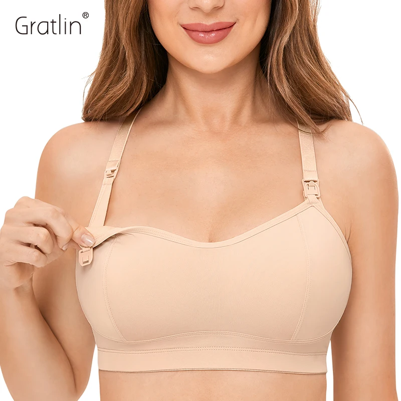 Gratlin Support Nursing Bra Racerback Sports Lightly Padded Breastfeeding Maternity Sportswear For Pregnant Women Yoga Lingerie