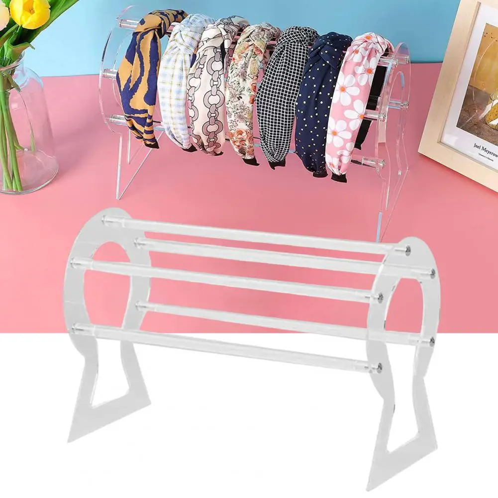 

Headband Display Holder Heavy Duty Acrylic 5 Bars Detachable Transparent Hair Accessories Jewelry Organizer Stand Home Supplies