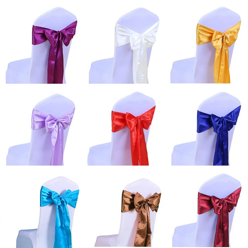 

10/50/100pcs Satin Chair Bow Sashes Wedding Chair Knots Ribbon Butterfly Ties For Party Event Hotel Banquet Home Decoration