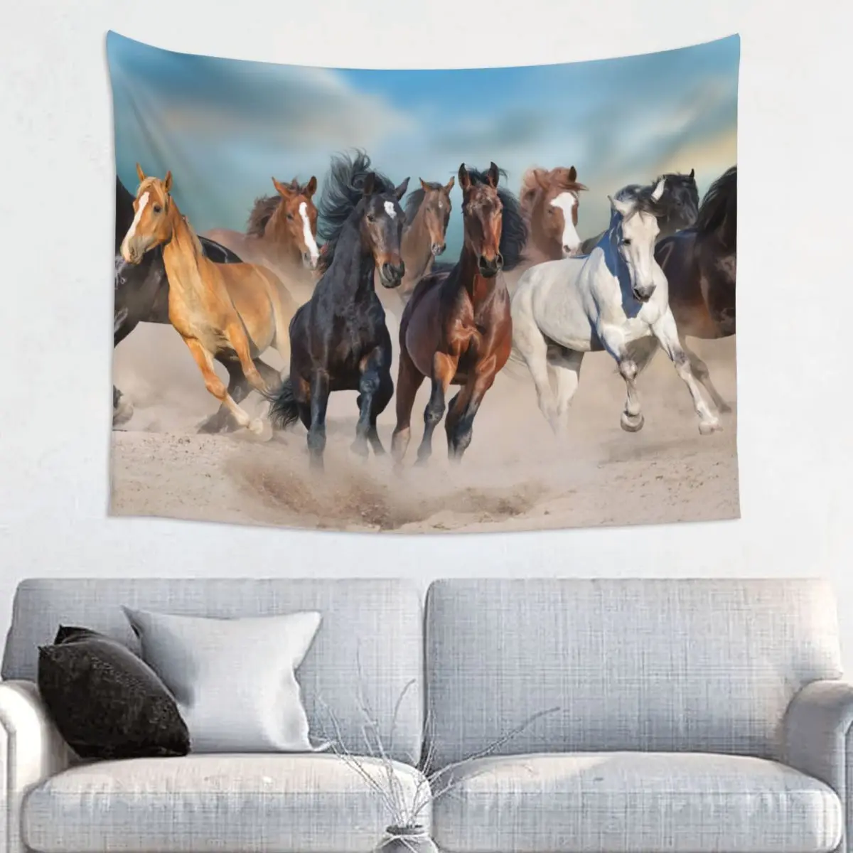 Horse Herd Animal Running Tapestry Hippie Fabric Wall Hanging Galloping Horses Room Decor Yoga Mat Stregoneria Arazzo Da Parete