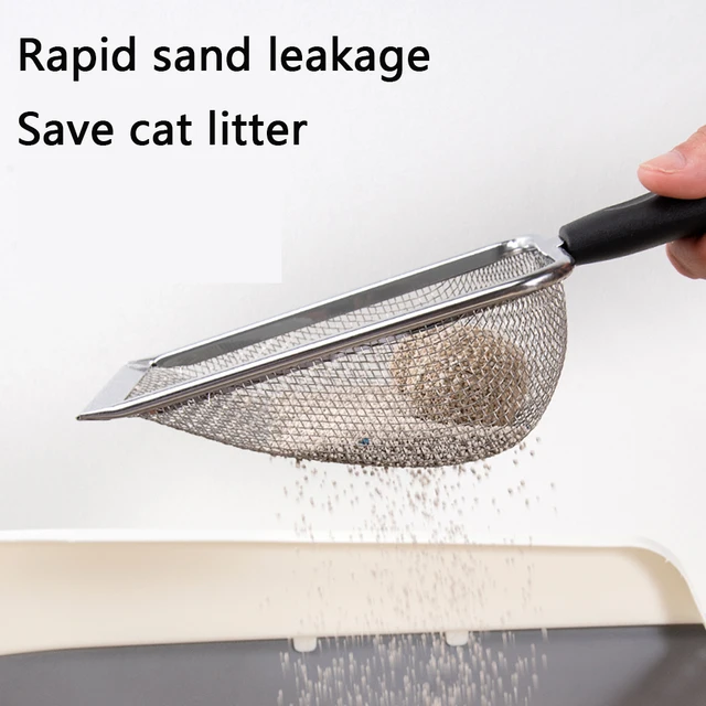 Cat Litter Shovel Small Hole Sand Hanging Hole Pet Litter Tray Sand Scooper Stainless Steel Metal Scooper Kitten Cleaning Tool 5