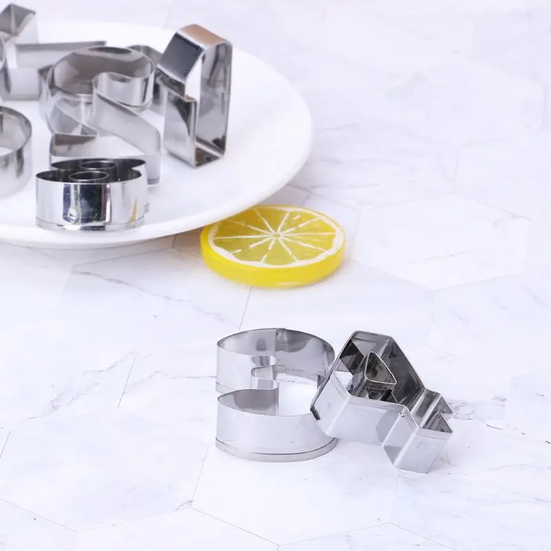 9 Pcs Stainless Steel Numbers Cookie Stencil Biscuit Cutter Tool Set Baking Mode