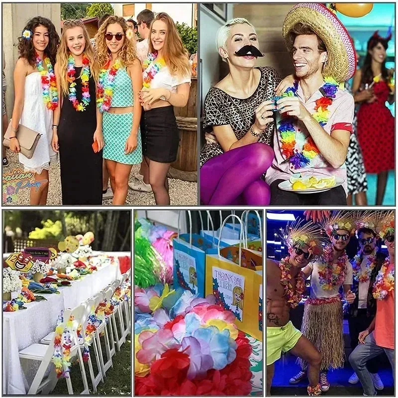 Colorful Artificial Flower Necklaces for Hawaiian Party Decor