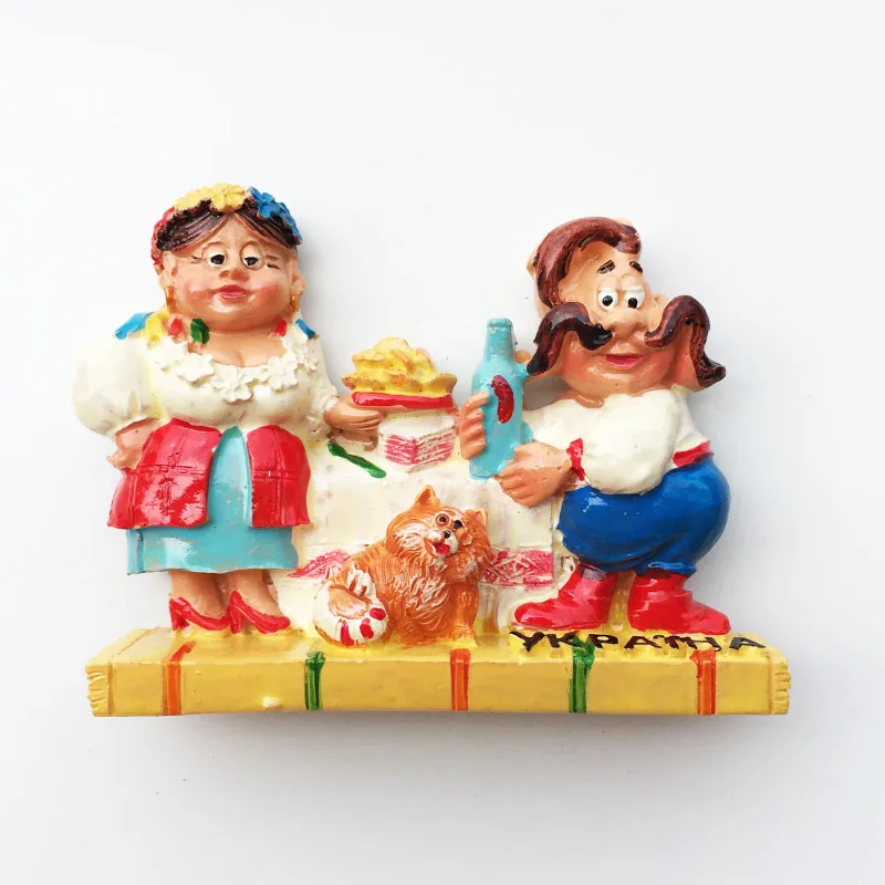

Fridge magnet three-dimensional humanistic charm Ukrainian decoration message stickers, tourist souvenirs, resin crafts