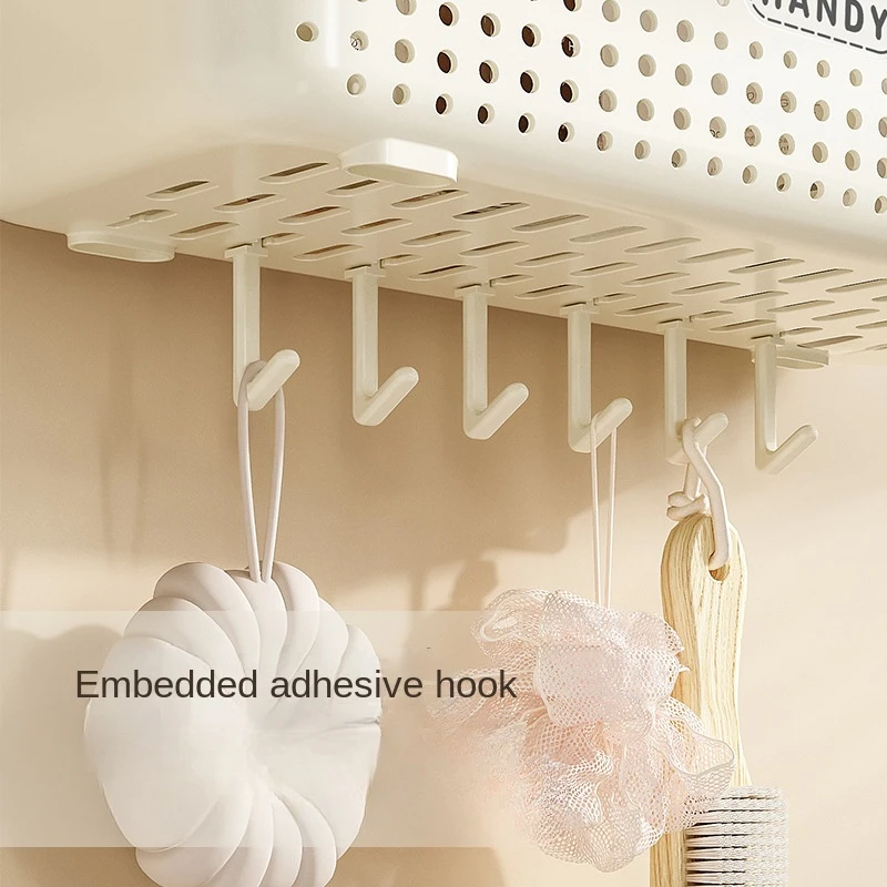 Bathroom Storage Rack Bathroom Toilet Punch-free Wall-mounted Wall Cosmetics Washbasin Storage Vanity Rack 3
