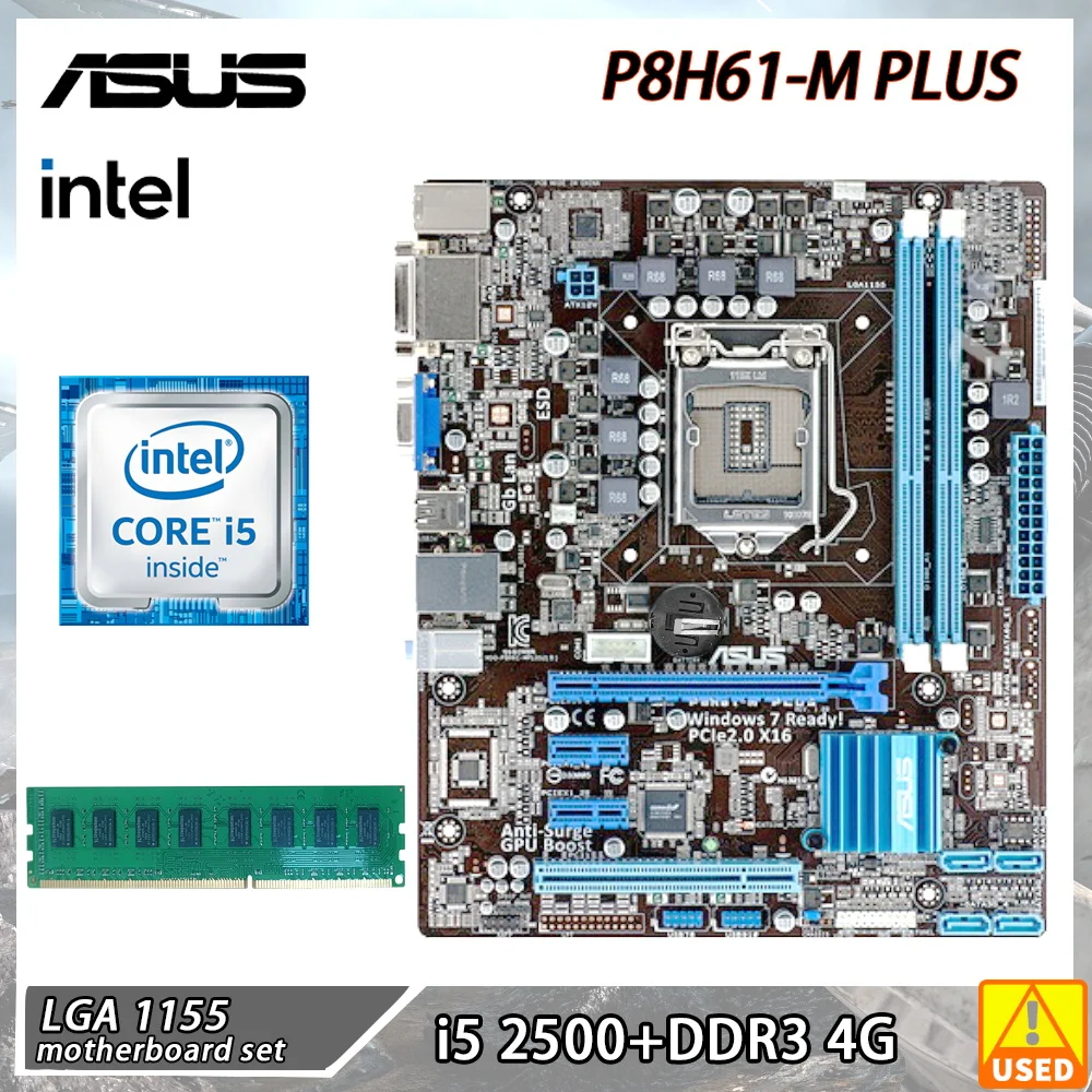 AsusP8H61MPLUSi52500MotherboardKitLAG1155DDR3SupportCorei3