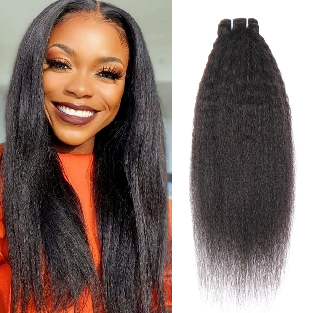 

Kinky Straight Hair Bundles 100% Human Hair Weave Bundles 1/3 PCS Virgin Hair Brazilian Yaki Natural Hair Bundle Extensions