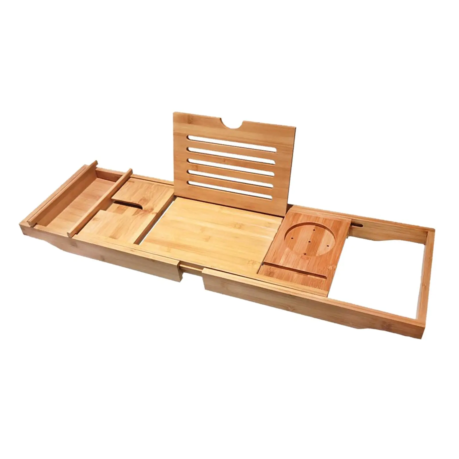 Expandable Premium Bamboo Bathtub Caddy Tray Shower Storage Rack phone Bath Tub Holder Drinks Tray Non Slip