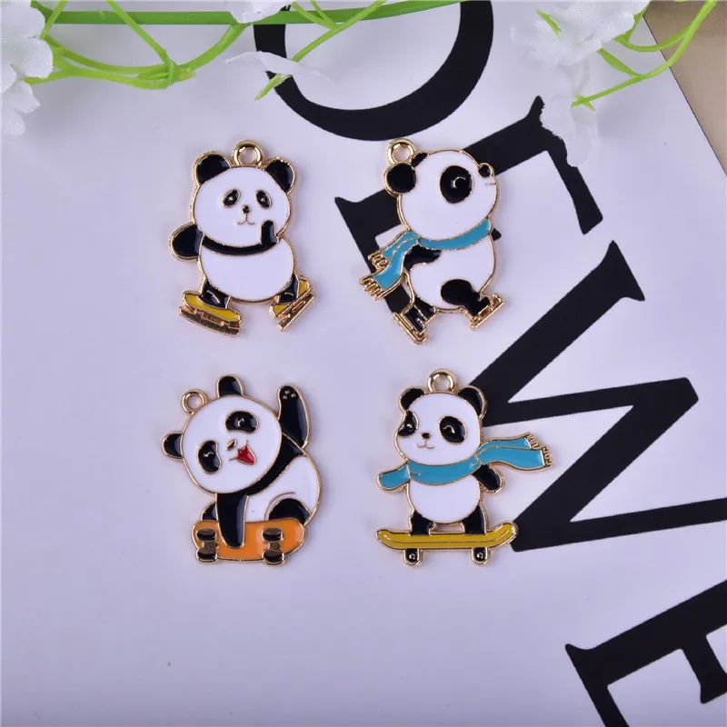 

10pcs/pack Lovely Panda Cute Animal Metal Charms Earring Bracelet DIY Jewelry Making Bulk Wholesale
