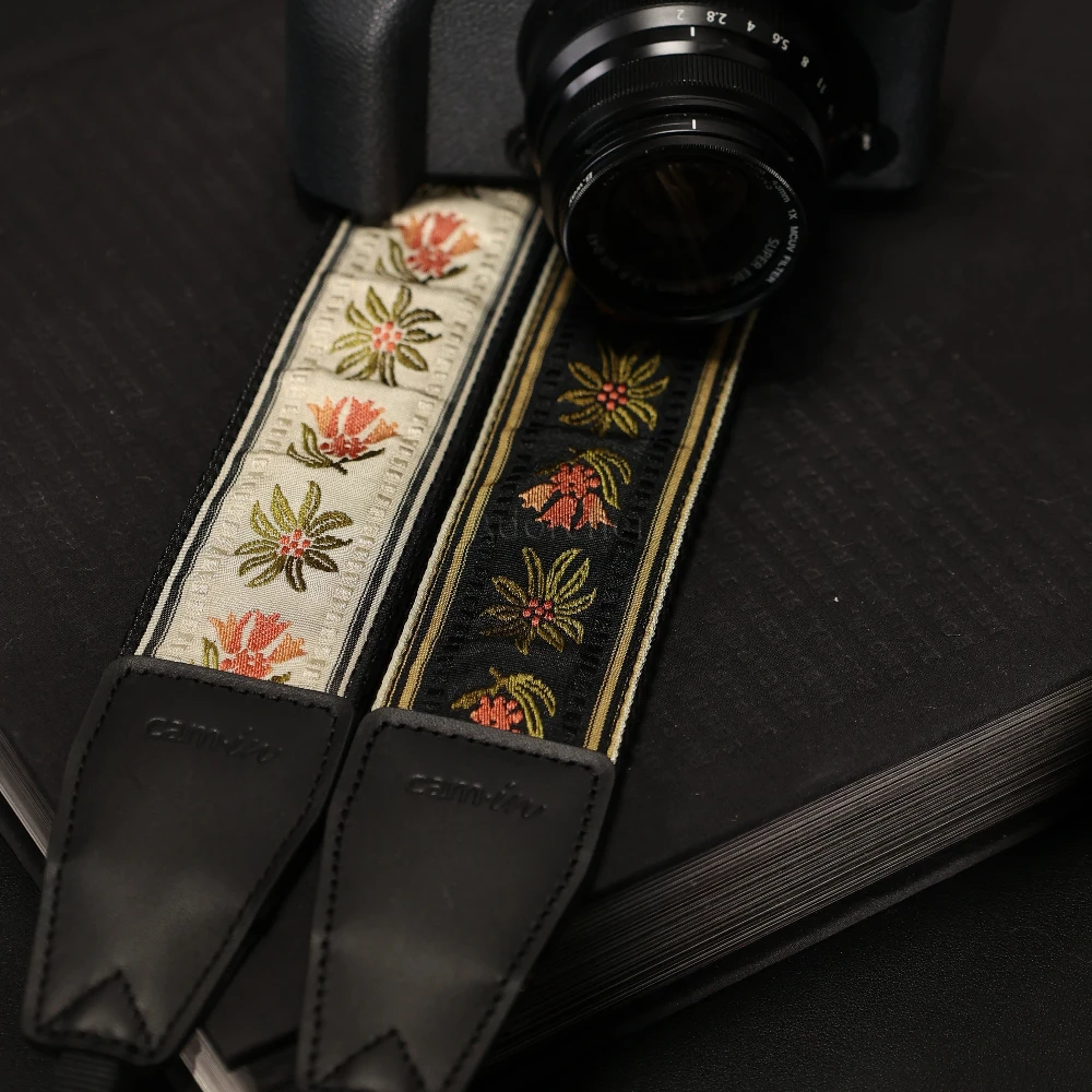 조정 가능한 카메라 스트랩 DSLR 카메라 마이크로 단일 사진 어깨 스트랩 용 자수 스타일 스트랩