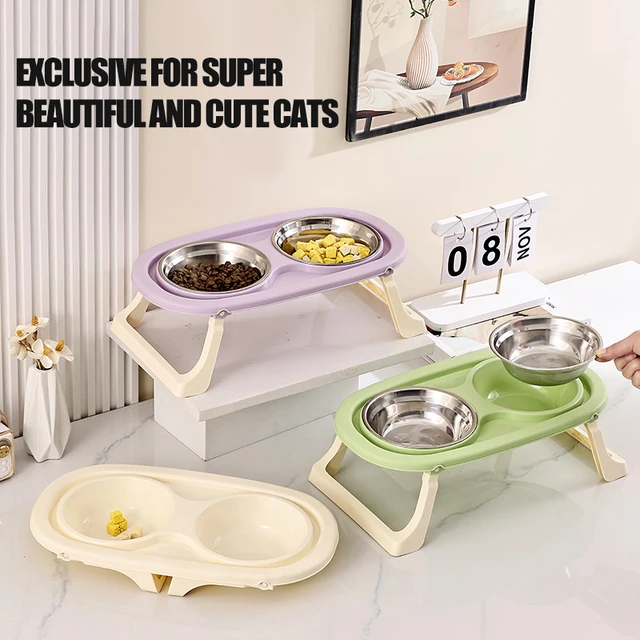1PC Foldable Stainless Steel Pet Bowl Cat Food Bowl Cat Bowl Dog Food Bowl Neck Protection High Foot Double Bowl 1PC Foldable Stainless Steel Pet Bowl Cat Food Bowl Cat Bowl Dog Food Bowl Neck Protection High Foot Double Bowl