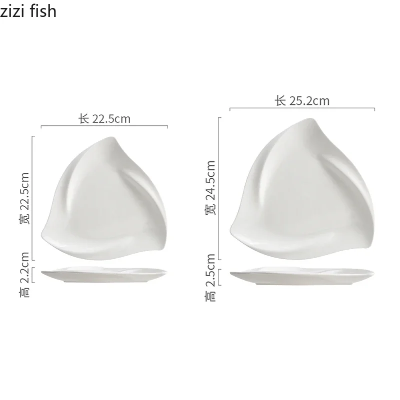 Irregular Triangular Plate Ceramic Dessert Plate Sushi Salad Plates Service Plates Molecular Cuisine Specialty Tableware