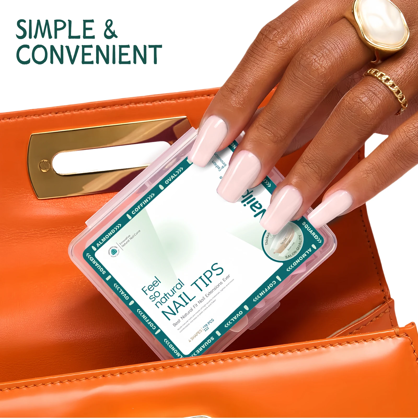 NAILPOP 4 모양 112PCS 손톱에 누드 프레스 자연 프리 컬러 젤 네일 팁 스킨 톤 아크릴 거짓 손톱 확장 14 크기