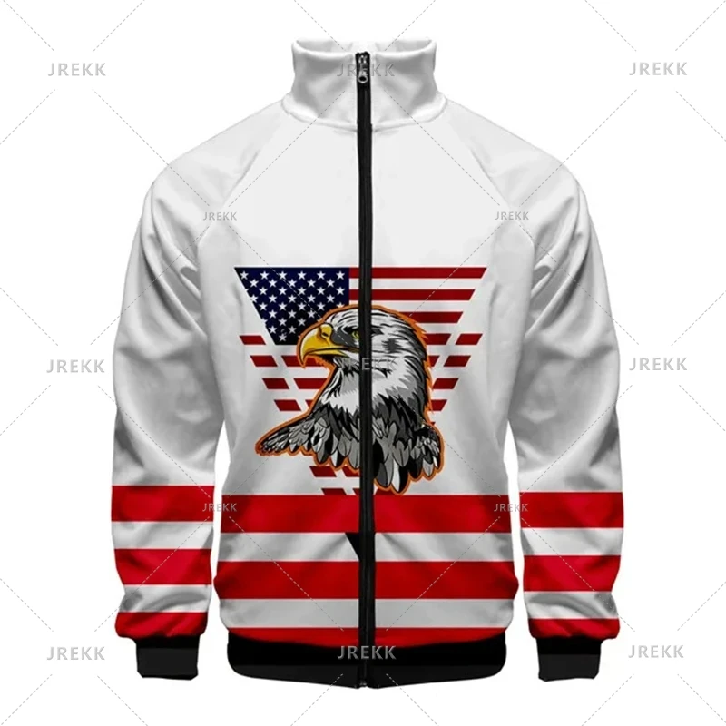 thumbnail image 1 of Chaqueta con solapa y cremallera con bandera de EE. UU. y estrellas y rayas estadounidenses 2024, abrigo informal diario de manga larga, ropa de calle, tops para hombre 4XL, 1 of 5